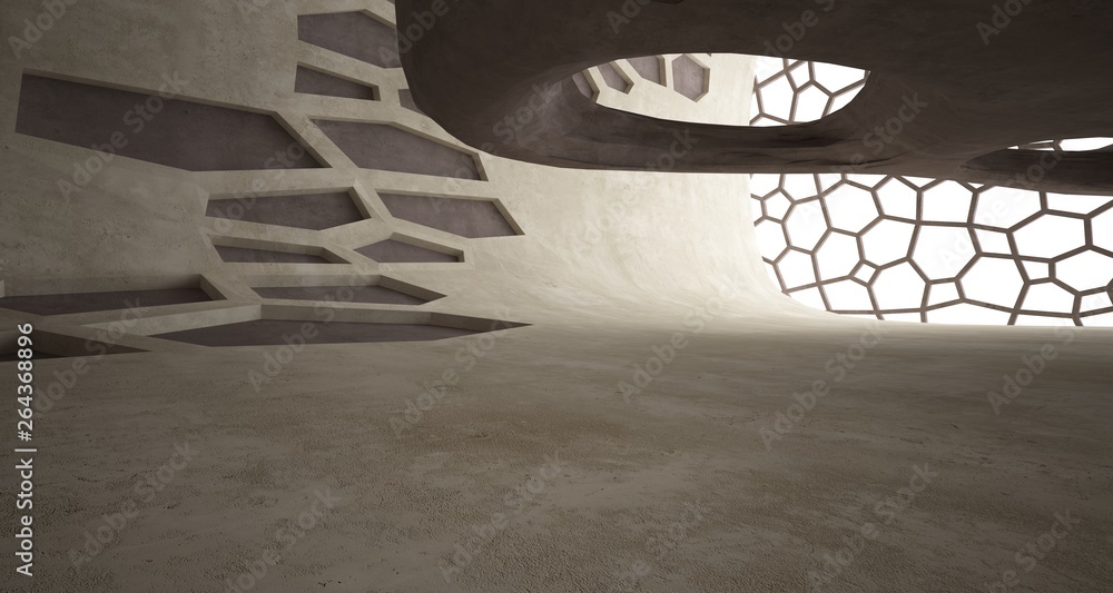 Abstract white and concrete interior. 3D illustration and rendering. Abstract white and concrete interior. 3D illustration and rendering.
