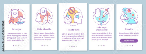 Anger management onboarding mobile app page screen vector template
