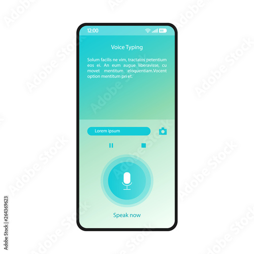 Voice typing smartphone interface vector template