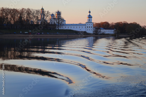 Beautiful landscape with Russian churches in Novgorod Russia
