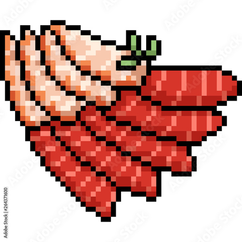 vector pixel art fish slice
