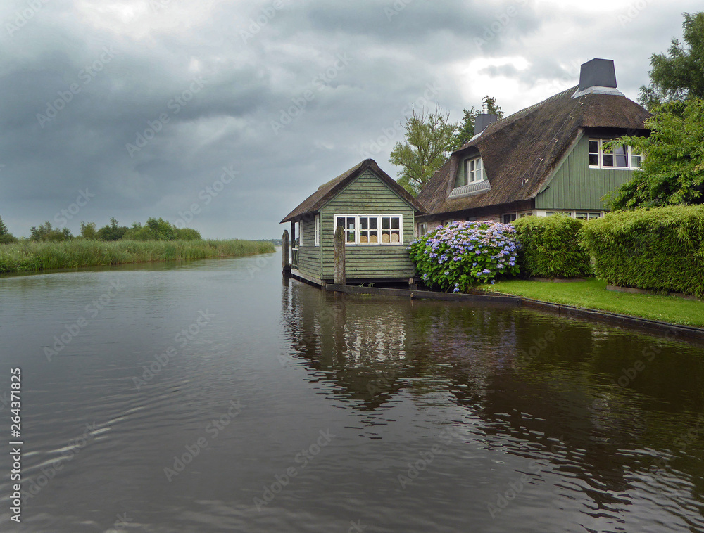 Gieterhoorn watervillage Overijssel Netherlands boathouse