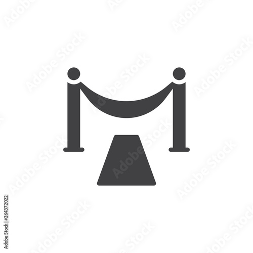 Red carpet entrance vector icon. filled flat sign for mobile concept and web design. Entrance stand barrier glyph icon. Symbol, logo illustration. Pixel perfect vector graphics
