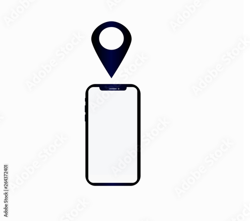 Web icon touchscreen and geolocation symbol, location isolated white backgrou...