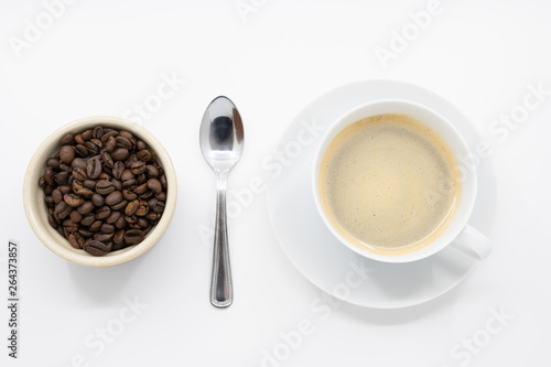 Freshly made coffee with pot of coffee beans © rocklights