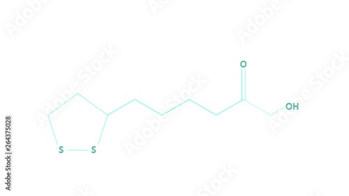 Animation - structural formula of Vitamin N (lipoic acid). Blue molecula on white background photo