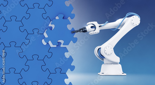 Bild auf Leinwand Action Show of Industrial Robotics