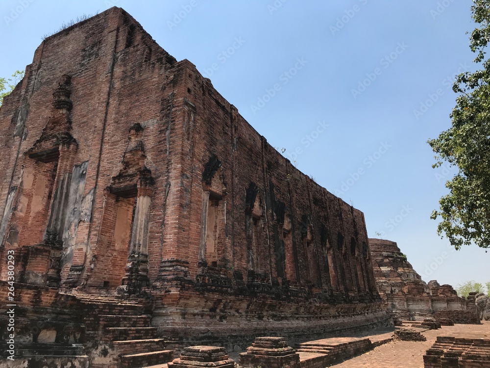 Ancient city of Ayutthaya was the second capital of the Siamese Kingdom the city wad razed destroyed by the Burmese now an archaeological ruin, characterized by the remains of tall prang which are now