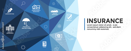 Insurance Web Header Banner - Covers homeowners, medical, life, and vehicle insurance
