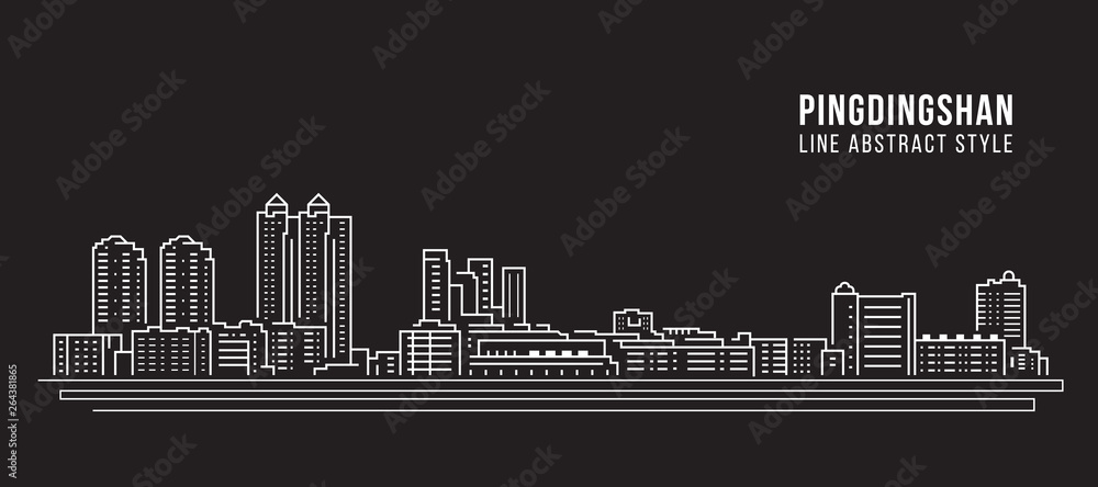 Cityscape Building Line art Vector Illustration design - Pingdingshan city