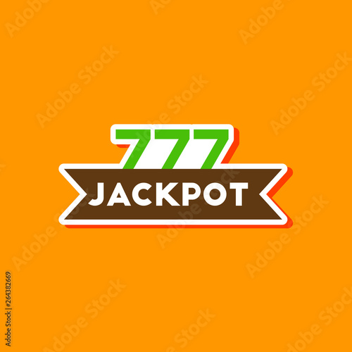 paper sticker on stylish background jackpot Lucky seven