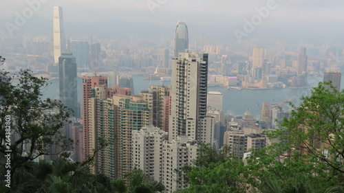 hong kong, view from "The Peak" tourist attraction added in march 2019