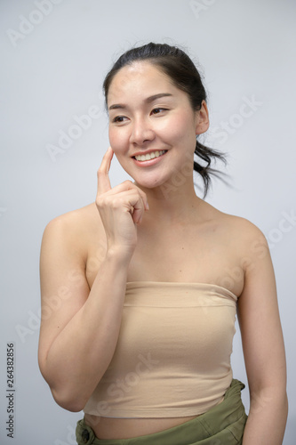 Portrait of Beautiful young asian woman with natural makeup and clean skin