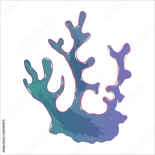 sea corals and seaweed silhouette vector isolated photo