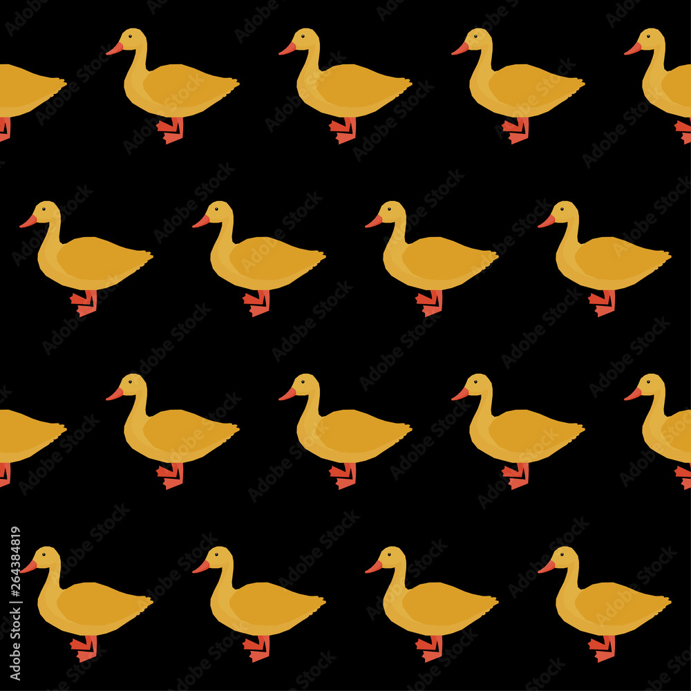 Abstract cute paper cut duck seamless pattern background. Childish craft yellow duck for design holiday wrapping paper, baby nappy, textile, birthday wallpaper etc.