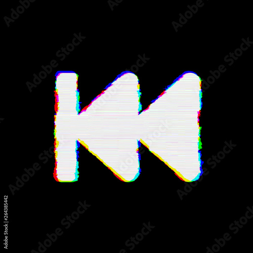 Symbol fast backward has defects. Glitch and stripes