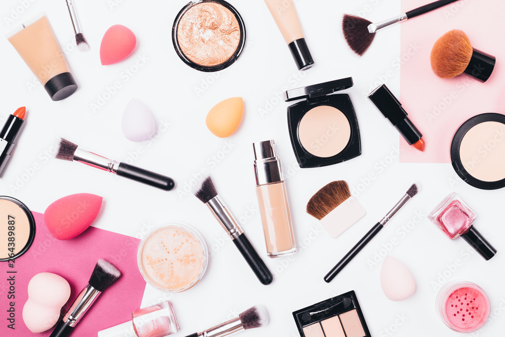 Makeup pattern background of beauty products Makeup pattern background of beauty products