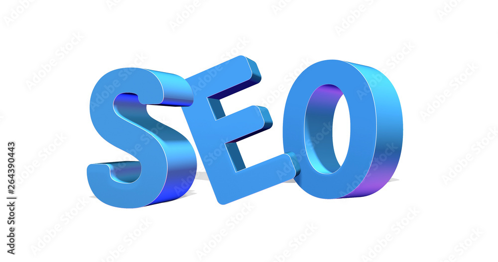 3D illustration of SEO text on white background. 3D rendering. 3D illustration of SEO text on white background. 3D rendering.