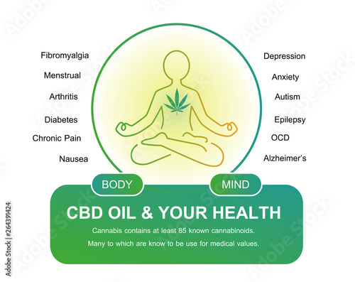 CBD oil and your health active on your body and your mind info graphic