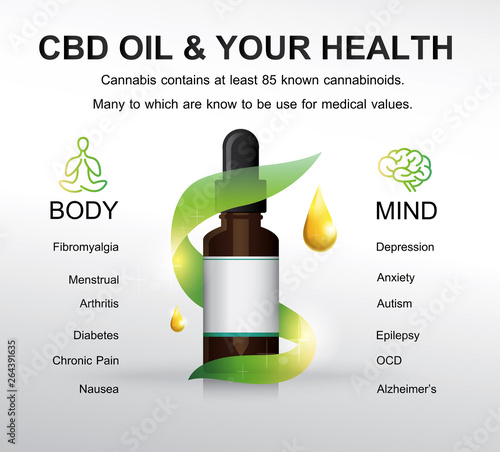CBD oil and your health active on your body and your mind info graphic