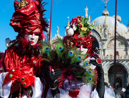 Carnival of Venice. Colorful carnival masks at a traditional festival in Venice, Italy. Beautiful masks at Piazza San Marco