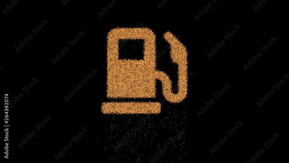 Symbol gas pump appears from crumbling sand. Then crumbles down. Alpha channel Premultiplied - Matted with color black Symbol gas pump appears from crumbling sand. Then crumbles down. Alpha channel Premultiplied - Matted with color black