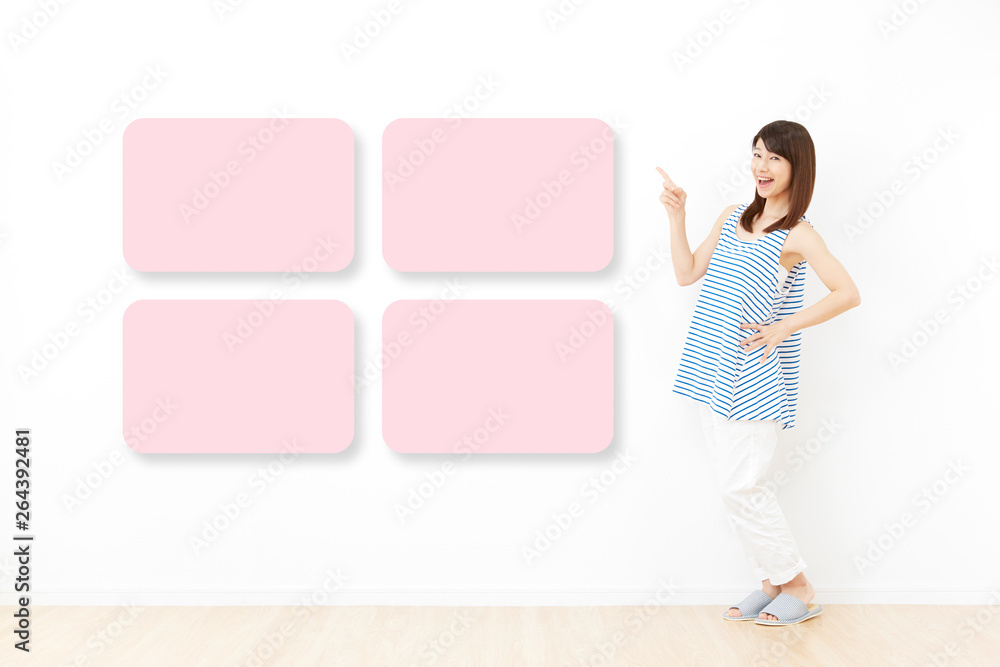 女性 指差し 女性 指差し
