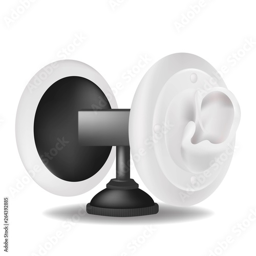 Special microphone with the white ears for ASMR isolated on white background. Realistic 3D illustration for template decoration or for cover vlog.