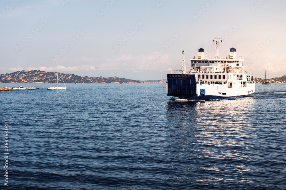 Fototapeta premium ferry boat sailing between two nearby islands