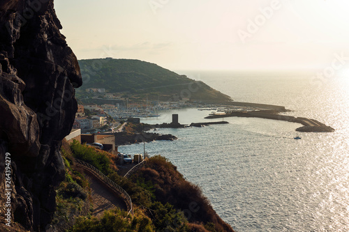 Castelsardo harbor at sunset