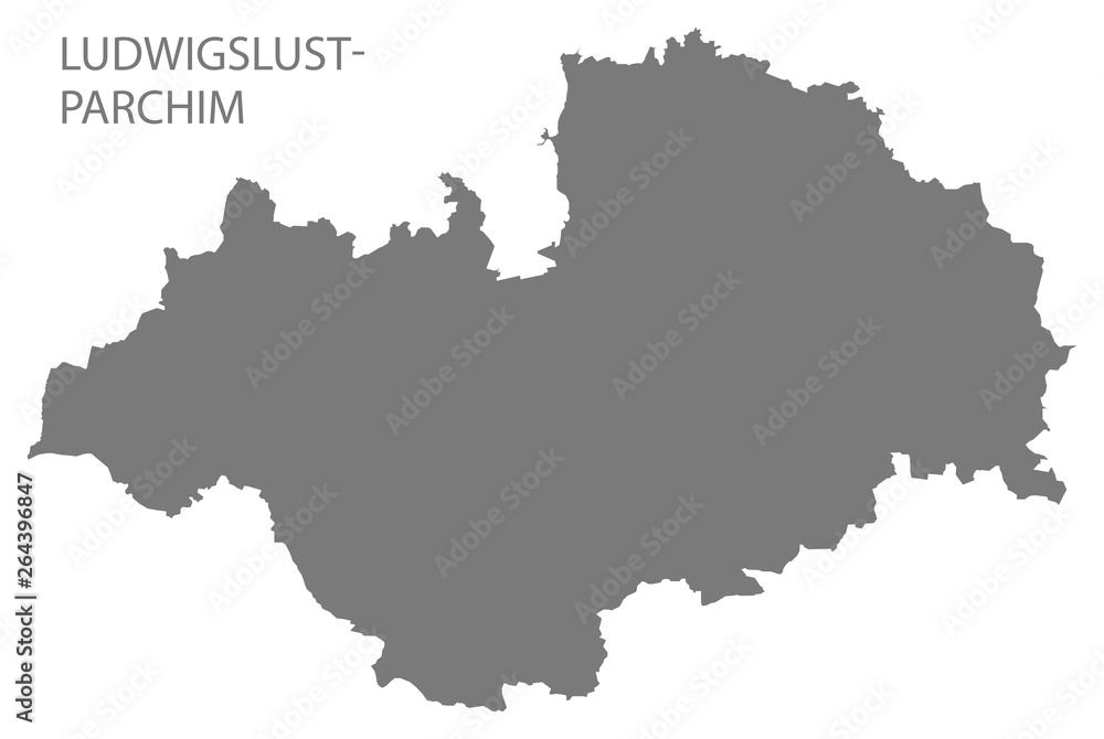 Ludwigslust-Parchim grey county map of Mecklenburg Western Pomerania DE