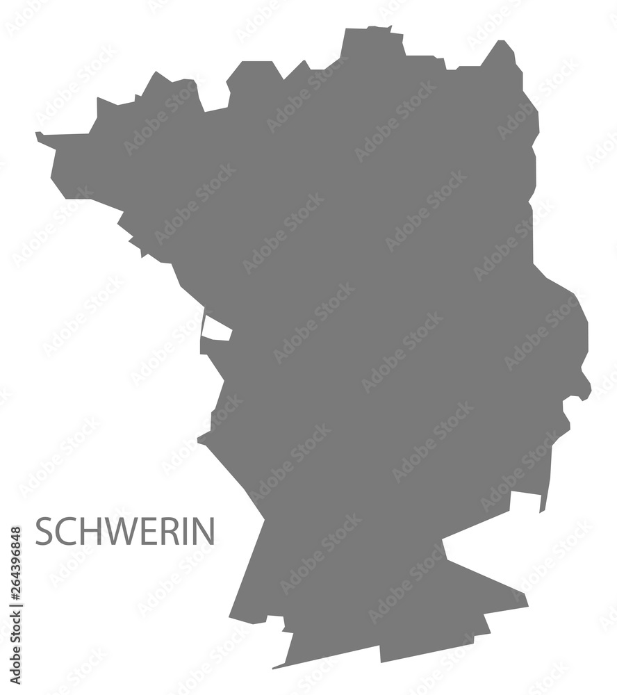 Schwerin grey county map of Mecklenburg Western Pomerania DE