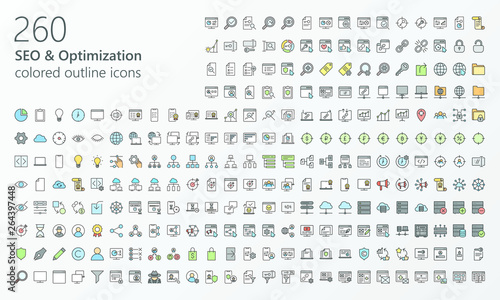 260 SEO colored outline icons