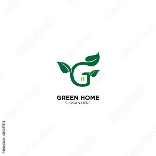 Green Home logo template, vector illustration - Vector