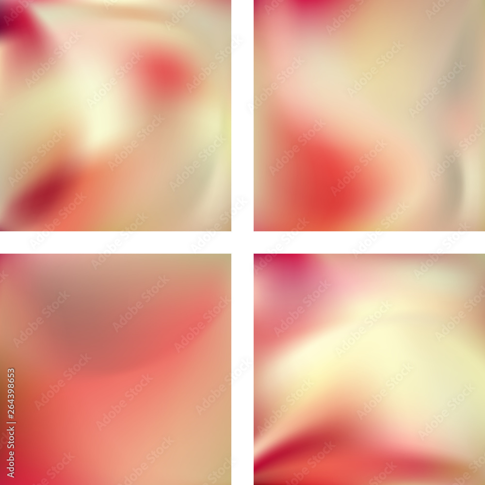 Fototapeta premium Set with pastel abstract blurred backgrounds. Vector illustration. Modern geometrical backdrop. Abstract template.