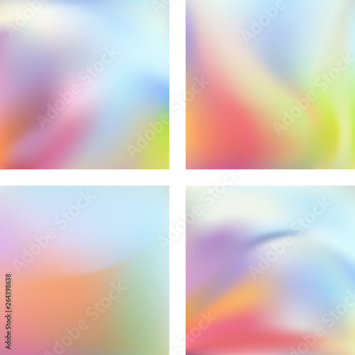 Set with pastel abstract blurred backgrounds. Vector illustration. Modern geometrical backdrop. Abstract template.
