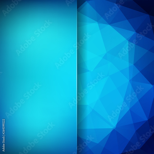 Background of blue geometric shapes. Blur background with glass. Mosaic pattern. Vector EPS 10. Vector illustration