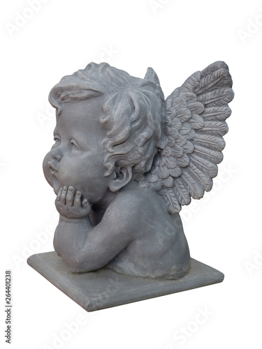 Cupid sculpture on white background.  clipping path 