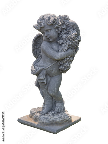Cupid sculpture on white background.  clipping path 