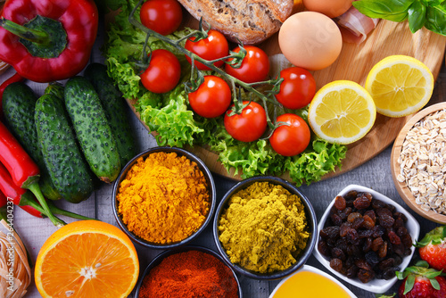 Assorted organic food products on the table