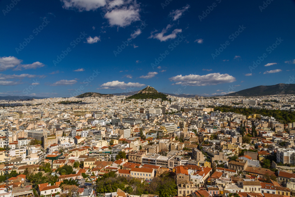 Athens cityscape, looking towards lycabettus hill.