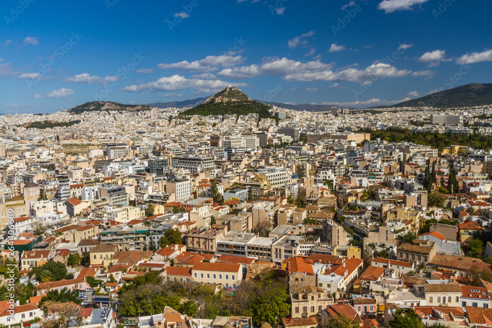Athens cityscape, looking towards lycabettus hill.