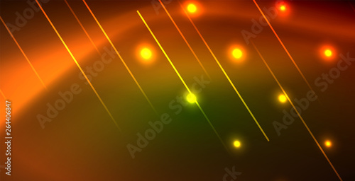 Neon glowing wave, magic energy and light motion background