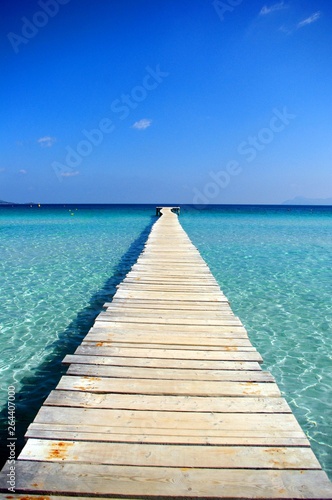 wooden jetty in shallow water