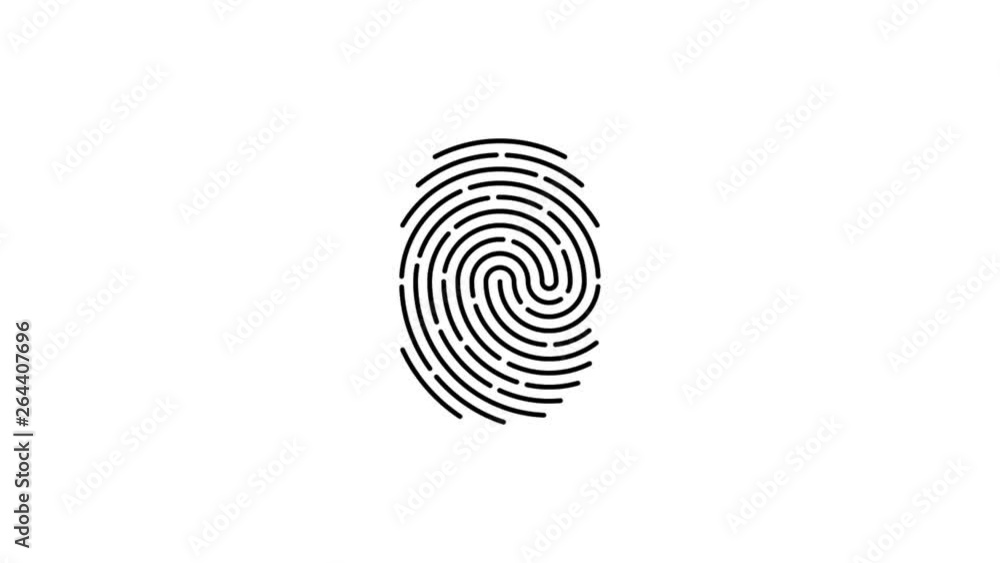 Fingerprint scan icon animation on white background. Futuristic Touch ID technology of mobile security for unlock device Fingerprint scan icon animation on white background. Futuristic Touch ID technology of mobile security for unlock device