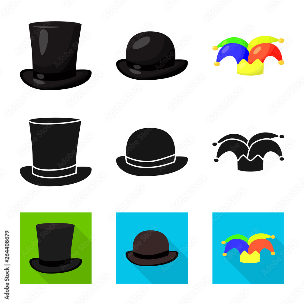 Isolated object of clothing and cap icon. Collection of clothing and beret stock vector illustration. Isolated object of clothing and cap icon. Collection of clothing and beret stock vector illustration.