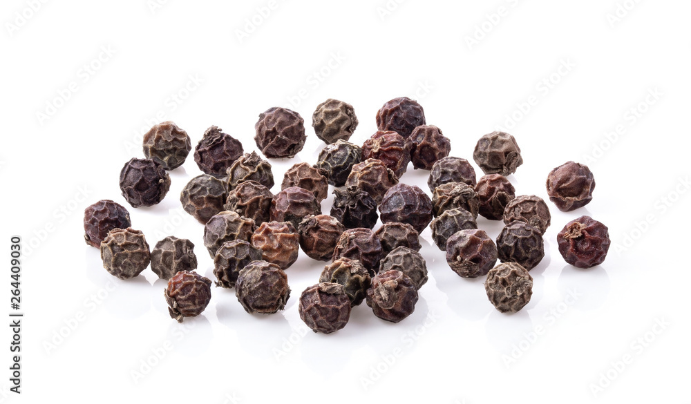 Black Peppercorns isolated on white background. full depth of field Black Peppercorns isolated on white background. full depth of field