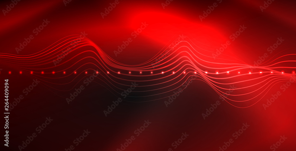 Glowing abstract wave on dark, shiny motion, magic space light. Techno abstract background Glowing abstract wave on dark, shiny motion, magic space light. Techno abstract background