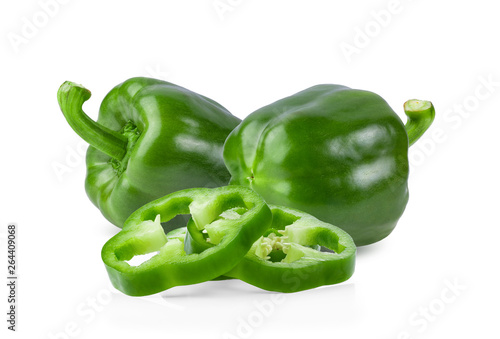 Green pepper full depth of field on white background