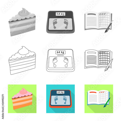 Vector illustration of diet and treatment  symbol. Set of diet and medicine vector icon for stock.